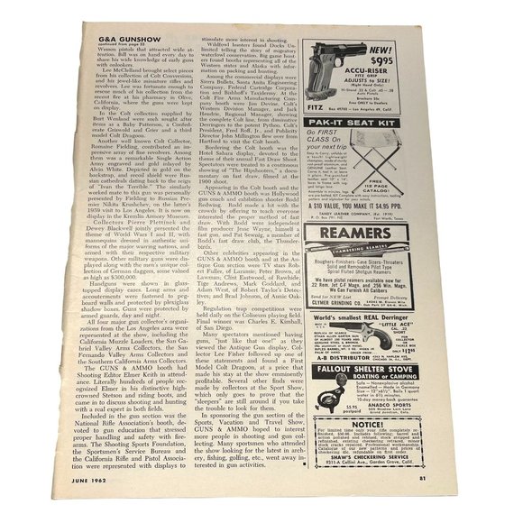 1962 Gun Cannon Magazine Ads Fitz Chambering Reamers Intl Firearms Carbide - Picture 1 of 5